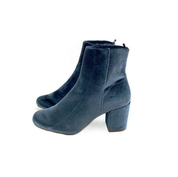 Old Navy Blue Steel Velvet Ankle Boots Size 7 - Picture 5 of 14